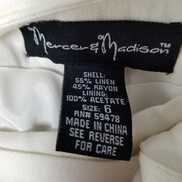 Mercer & Madison Womens White Linen Tie Waist Wide Leg Pants Size 6 Side Zipper - Picture 6 of 14